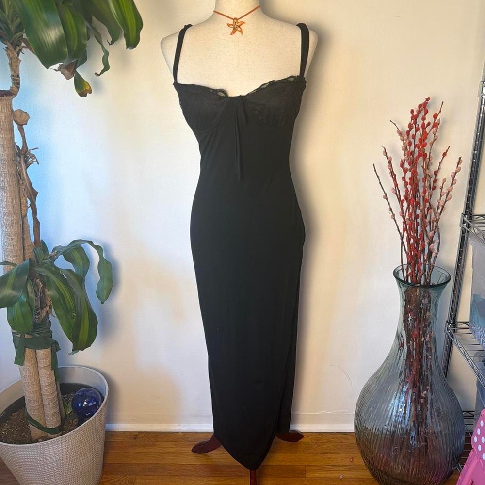 Outcast Black Lace Balconette Maxi Bodycon Formal Dress Large